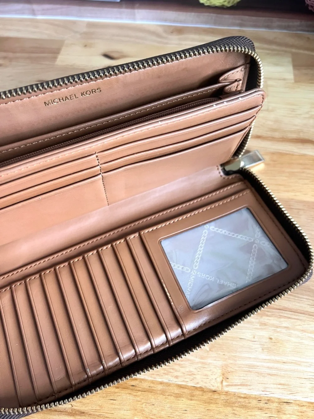 Michael Kors Brown Continental Travel Signature Logo Wallet Large - Picture 6 of 11